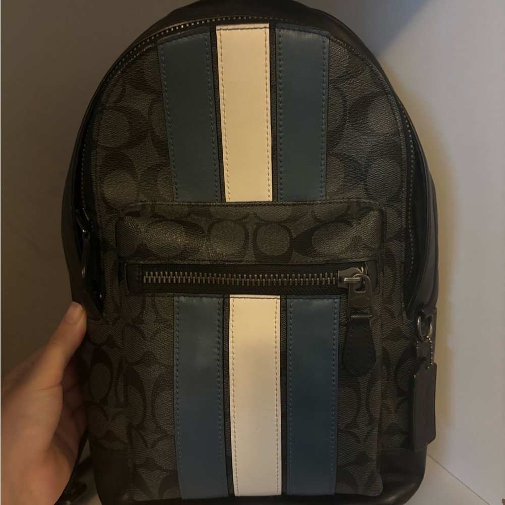 Coach Black and Blue Striped Men's Backpack